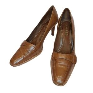 Lauren Ralph Lauren Pumps Brown Leather Women Size 9.5 B Zandra Brazil Elegant